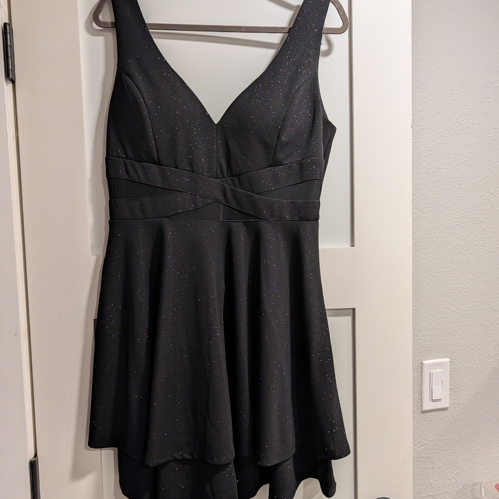 Emerald Sundae Black Sparkle Mini Dress